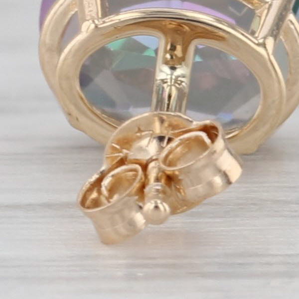3.10ctw Mystic Topaz Stud Earrings 14k Yellow Gold Oval Solitaire Studs