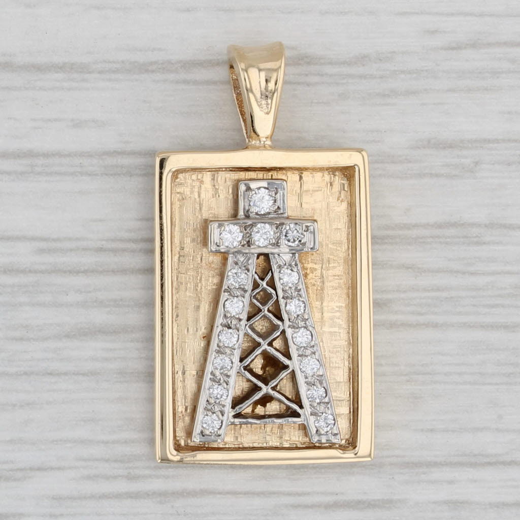 Gray 0.15ctw Diamond Oil Well Pendant 14k White Yellow Gold