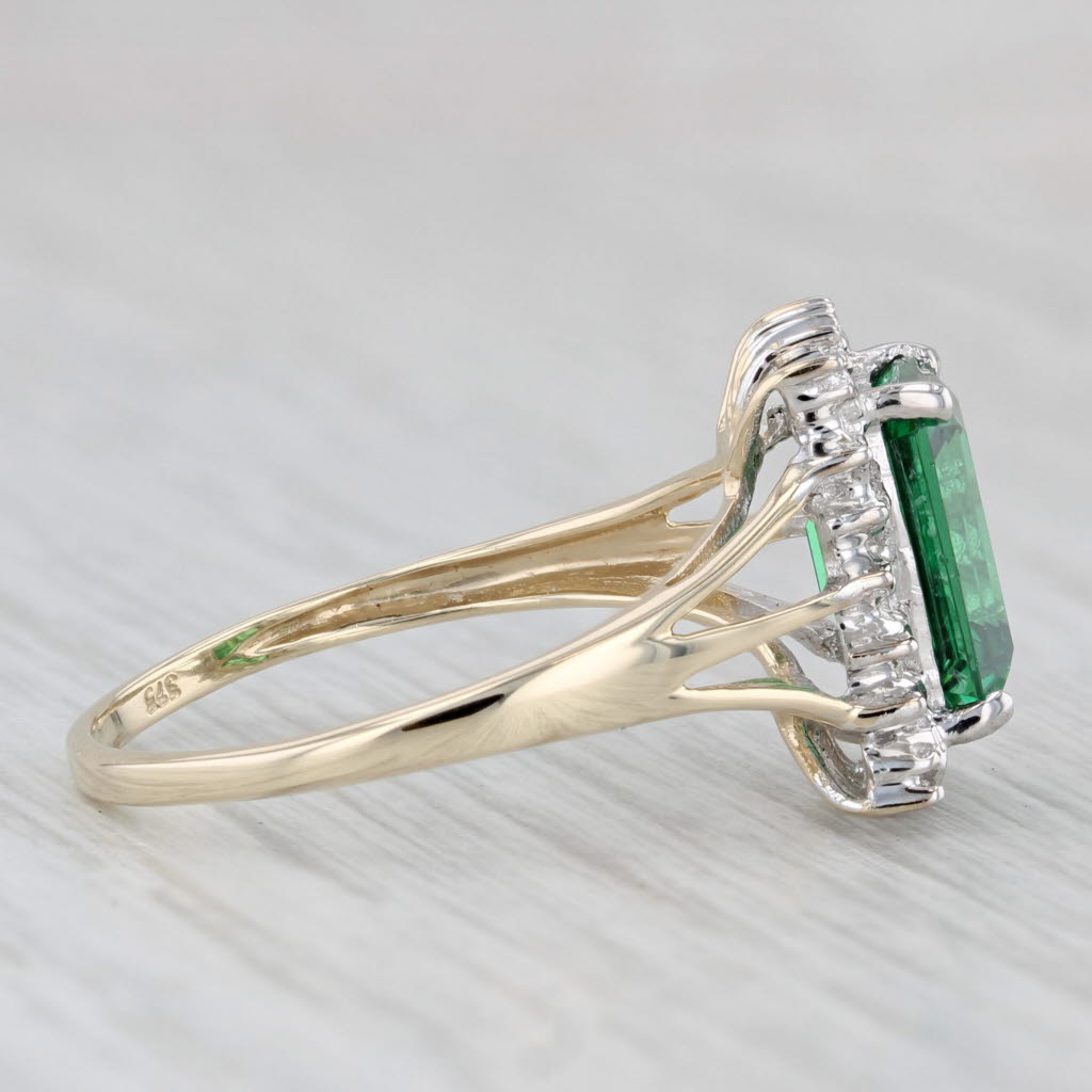 Light Gray 4.15ctw Green Cubic Zirconia Simulated Diamond Halo Ring 9k Yellow Gold Sz 7.75