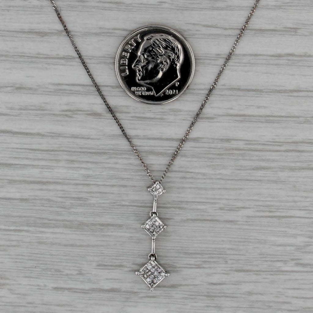 0.25ctw Diamond Journey Pendant Necklace 14k White Gold 17" Curb Chain