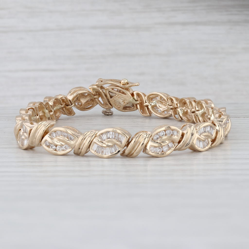 2.02ctw Diamond Knot Bracelet 14k Yellow Gold 7" 6.8mm