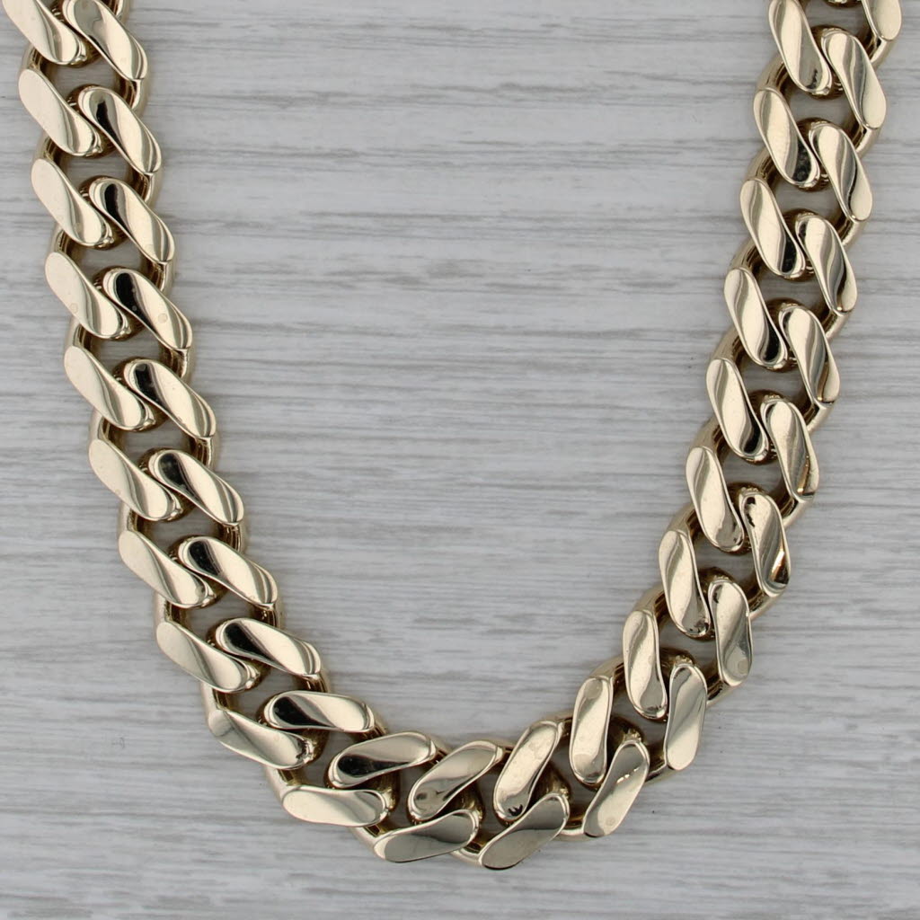 Classic Monaco Curb Cuban Chain Necklace 10k Yellow Gold 19.5" 13mm