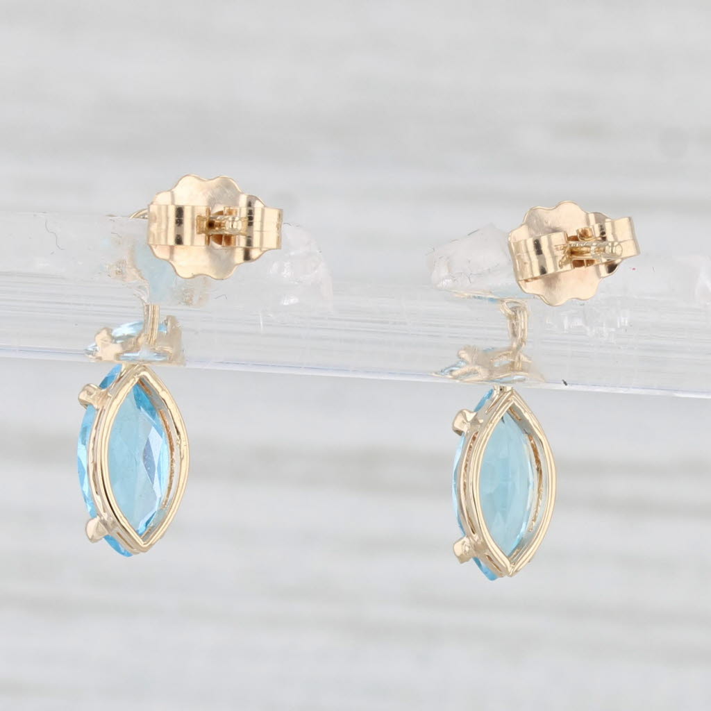 Light Gray 2ctw Blue Topaz Drop Earrings 14k Yellow Gold