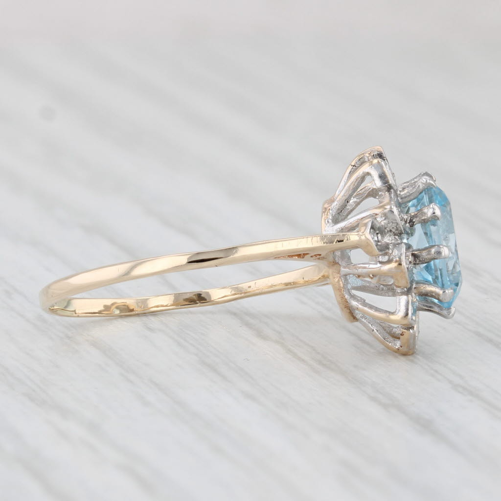 Light Gray 1.46ctw Oval Blue Topaz Diamond Ring 10k Yellow Gold Size 7.5