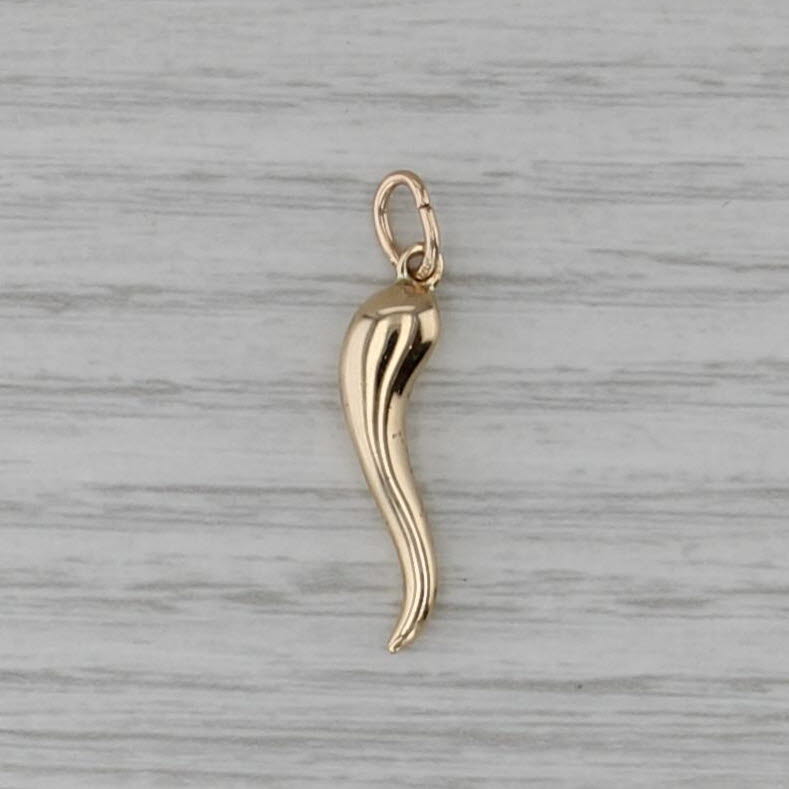Italian Horn Pendant 14k Yellow Gold Talisman Charm