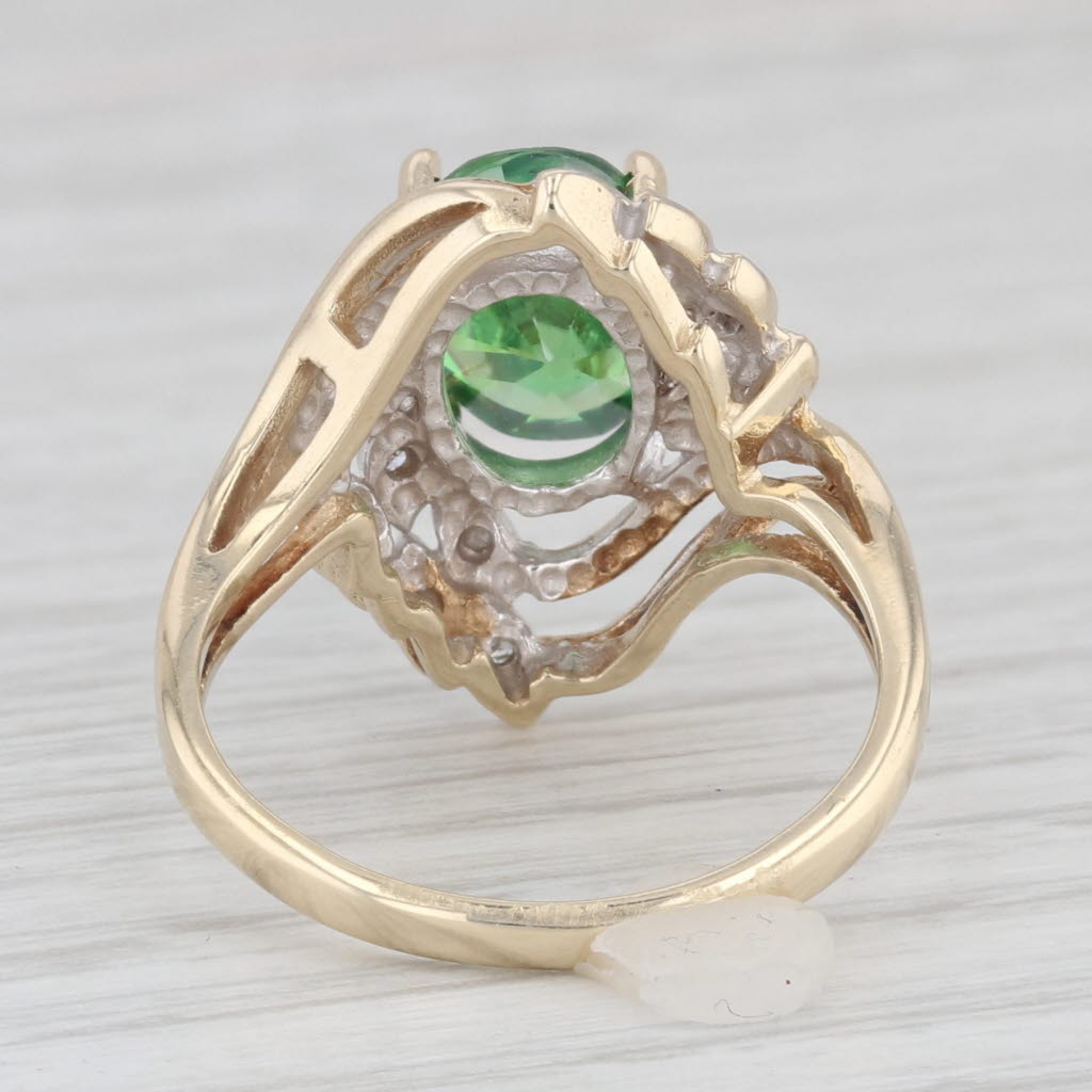 Light Gray 3.84ctw Green Cubic Zirconia Bypass Ring 10k Yellow Gold Size 6.5