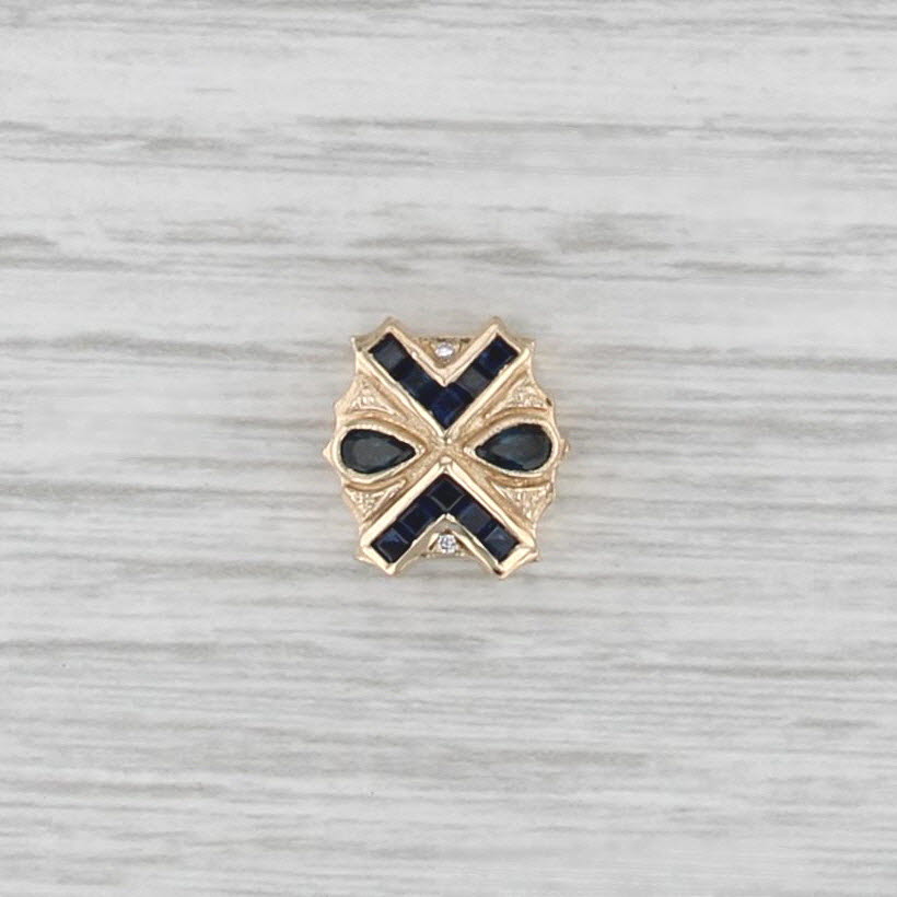 Joshua 0.64ctw Blue Sapphire Slide Bracelet Charm 14k Yellow Gold