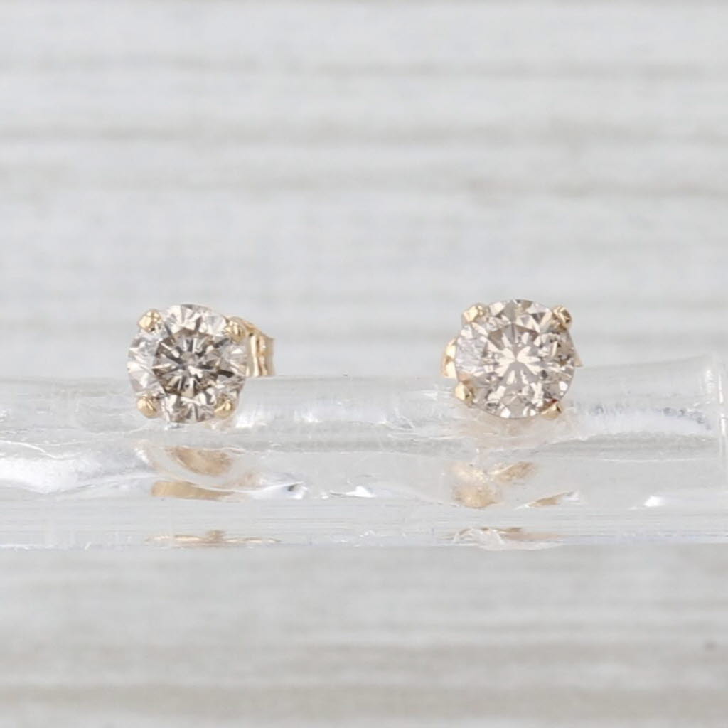0.35ctw Diamond Round Solitaire Stud Earrings 14k Yellow Gold Studs