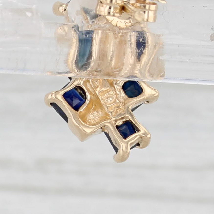 Light Gray 1.20ctw Blue Sapphire Diamond Drop Earrings 10k Yellow Gold