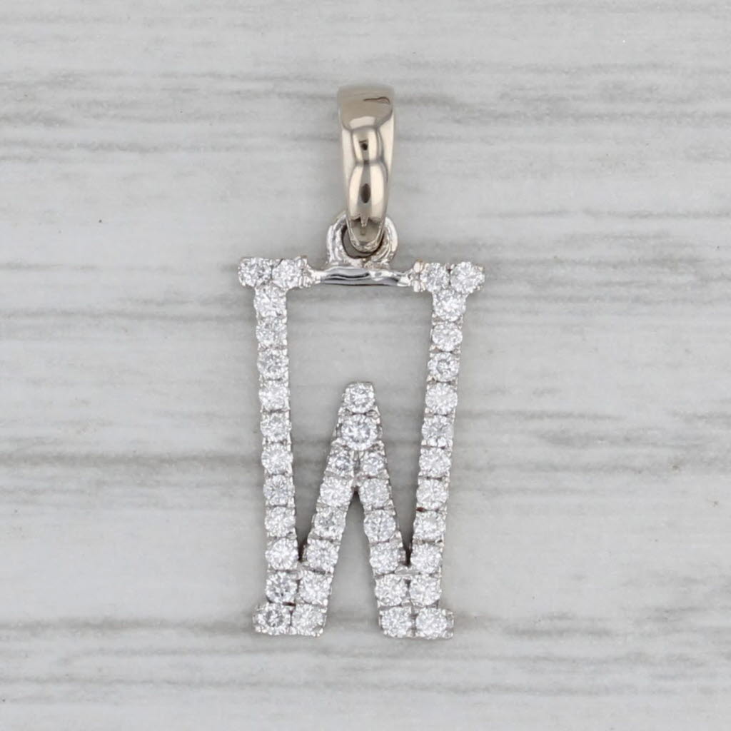 Gray New 0.20ctw Diamond Letter Initial "W" Pendant 14k White Gold