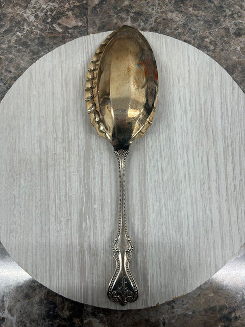 Dark Gray Vintage Towle Old Colonial Sterling Silver Vegetable Server Gold Wash 10.5"