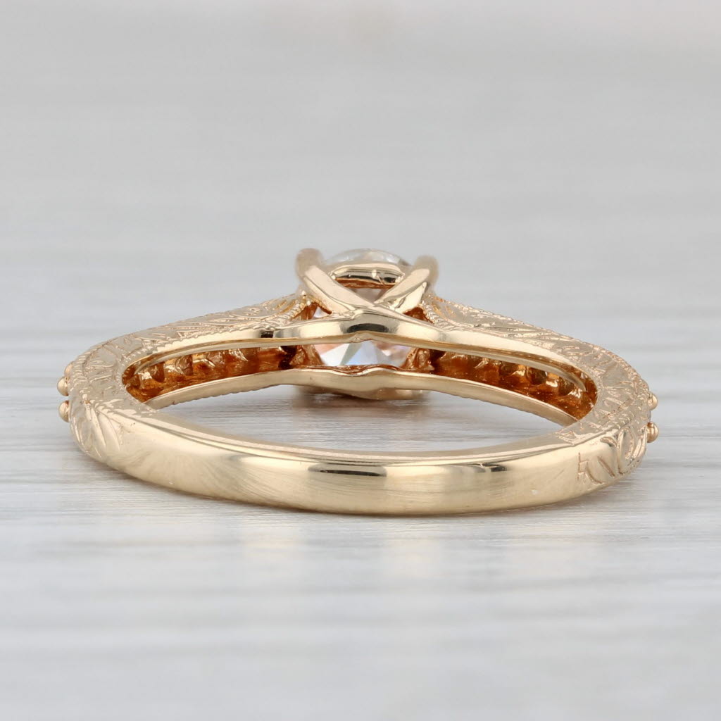 Gray New 0.81ctw Round Diamond Engagement Ring 18k Gold Sz 6.5 Cathedral Etched Band