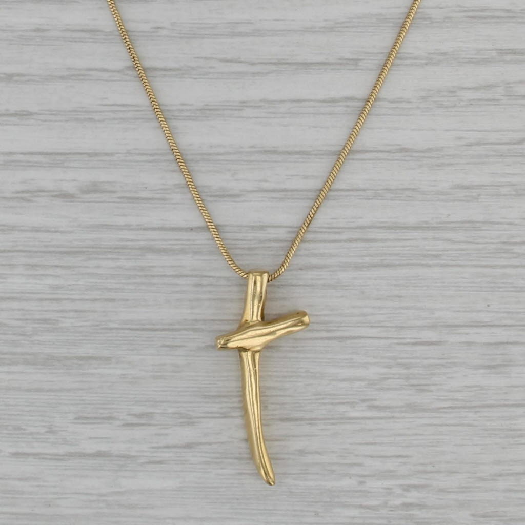 Abstract Cross Pendant Necklace Sterling Silver 17.5" Snake Chain John Rocha