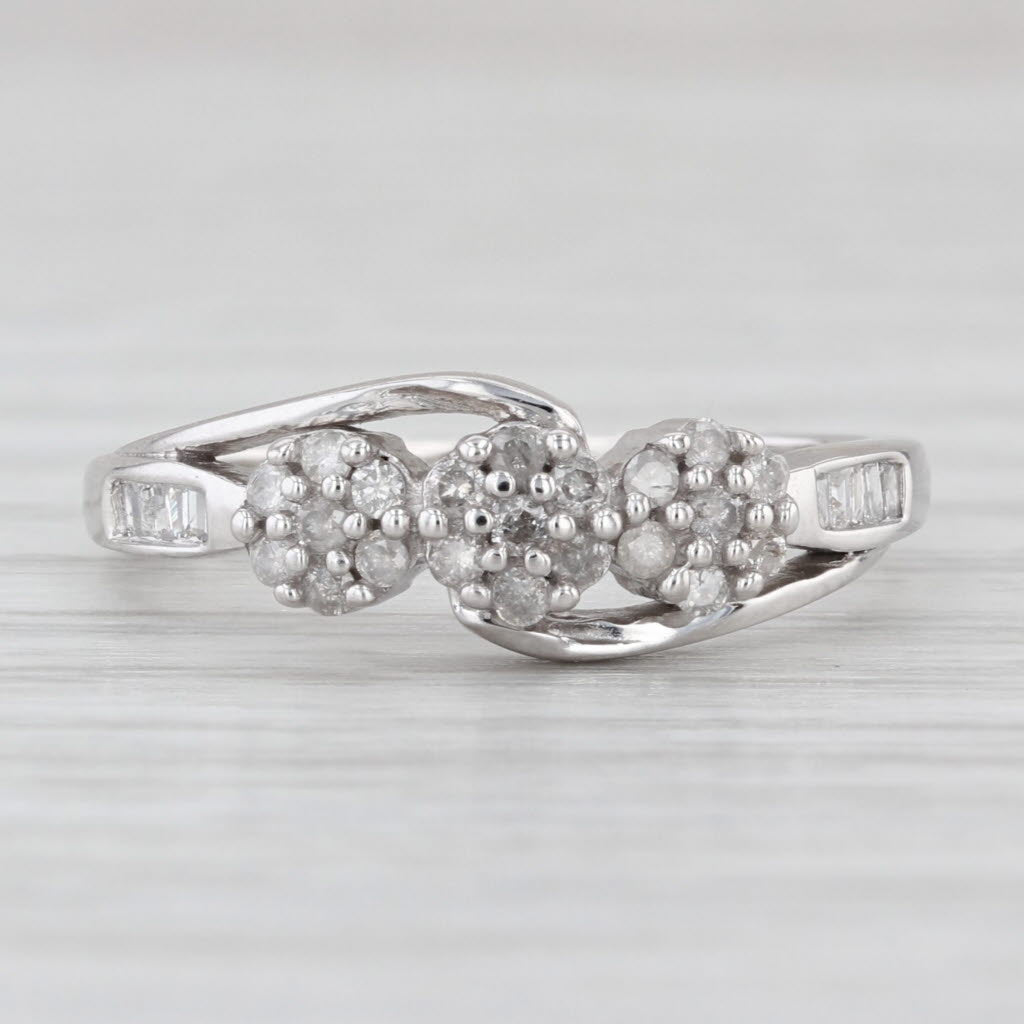 0.37ctw Diamond Cluster Ring 10k White Gold Stackable Size 6.25