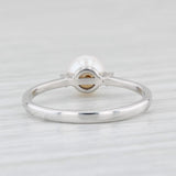 Light Gray New Cultured Pearl Diamond Ring 14k White Gold Size 6 Solitaire w/ Accents