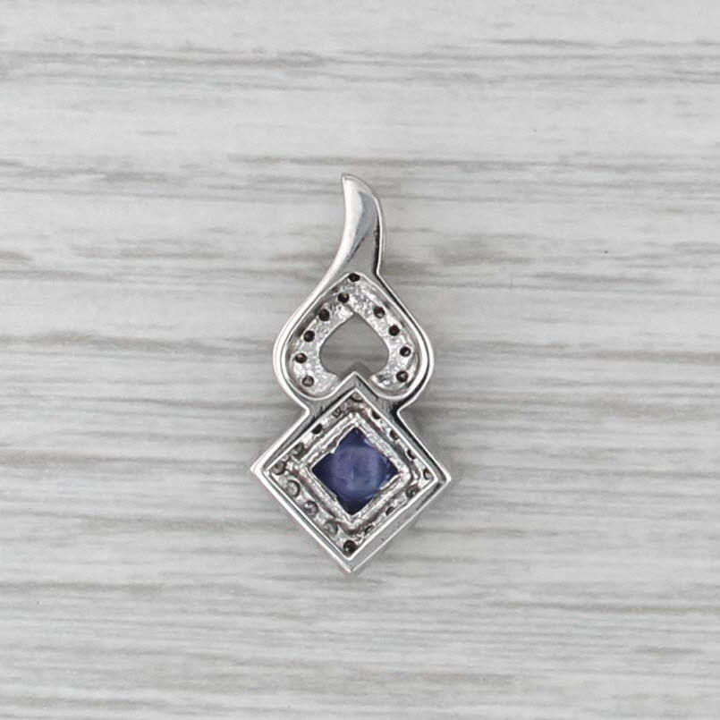 0.50ctw Tanzanite Diamond Halo Pendant 14k White Gold Drop