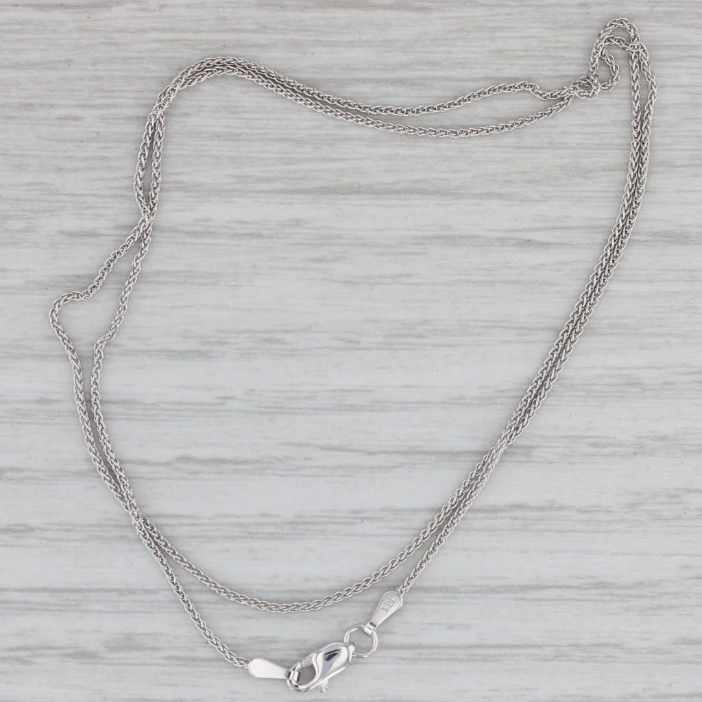 Gray New Wheat Chain Necklace 10k White Gold 16" 1mm