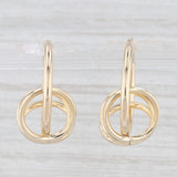 Light Gray 3-Ring Hoop Earrings 14k Yellow Gold Snap Top Round Hoops