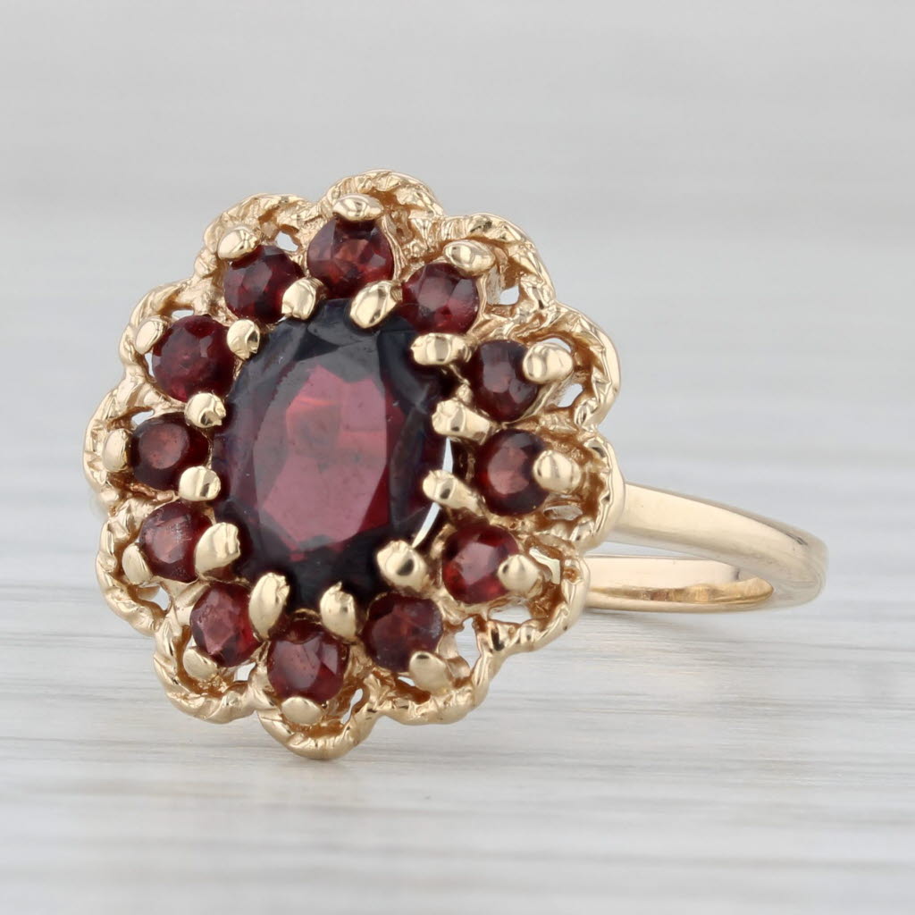 Light Gray 1.65ctw Oval Garnet Halo Ring 14k Yellow Gold Size 6.5