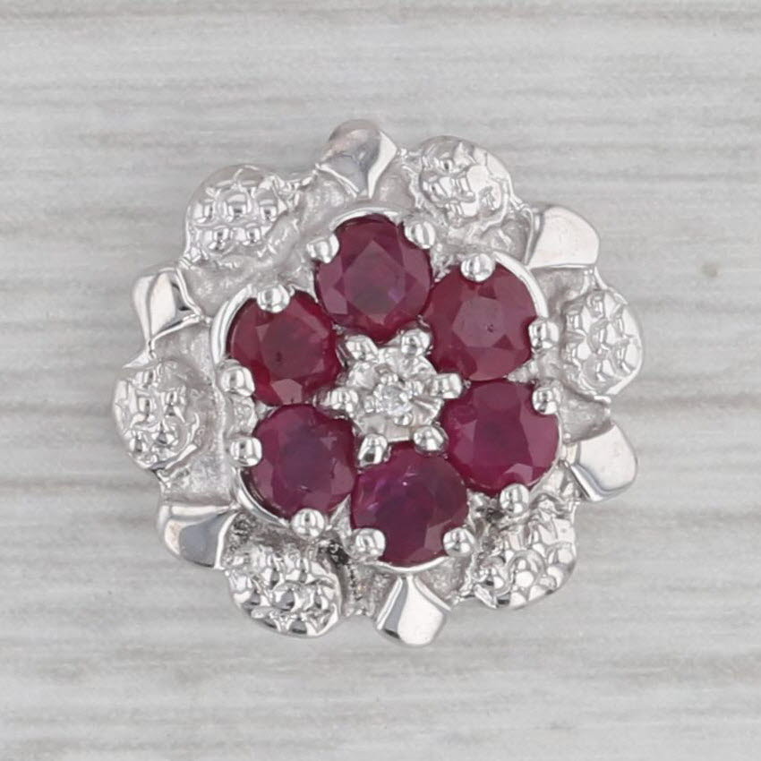 Gray Richard Klein 0.48ctw Ruby Flower Slide Bracelet Charm 14k White Gold