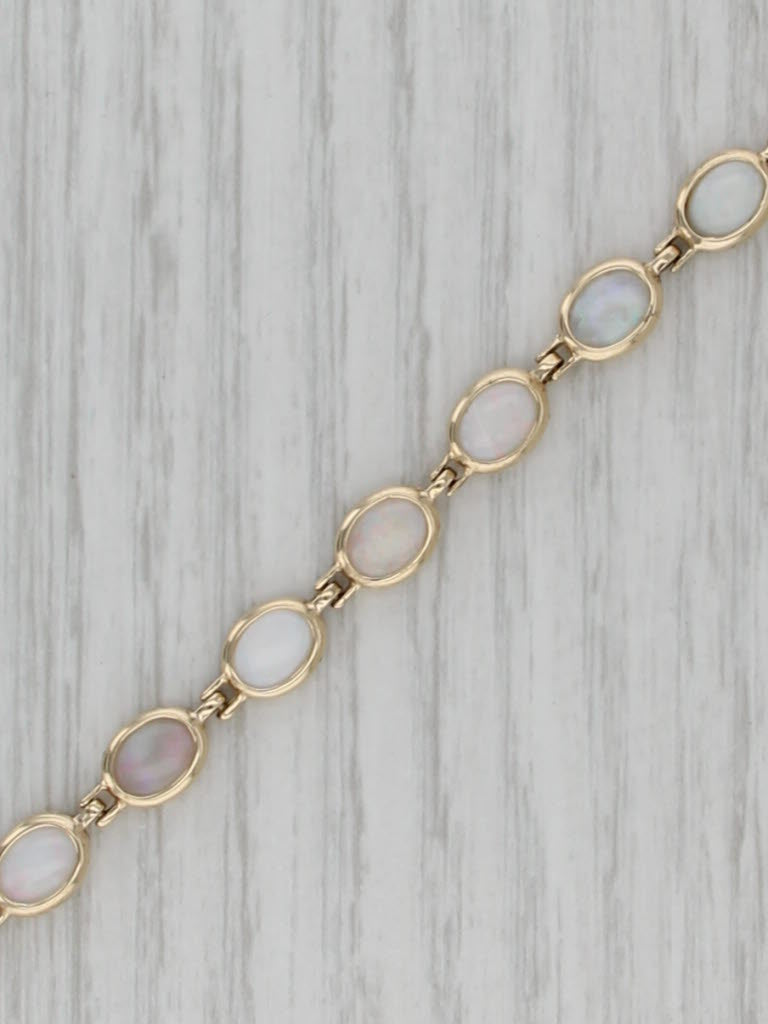 Opal Oval Cabochons Tennis Bracelet 14k Yellow Gold 6.5" 6.4mm