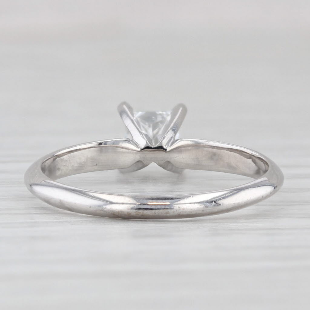 Light Gray 0.50ct Princess Diamond Solitaire Engagement Ring 14k White Gold Size 6.5