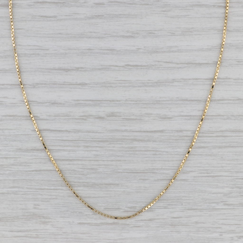 Gray 20" Box Chain Necklace 14k Yellow Gold 1.1mm Lobster Clasp