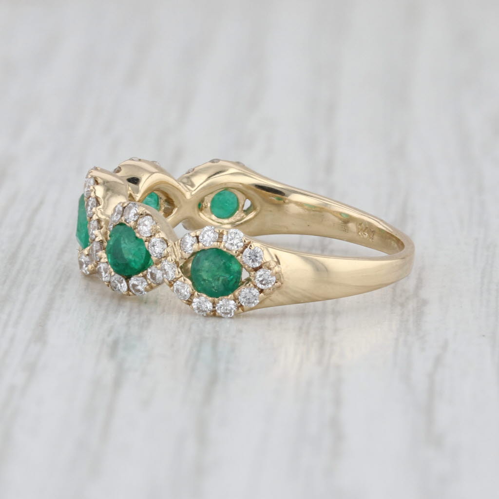 1.74ctw Emerald Diamond Twist Ring 14k Yellow Gold Size 8.25