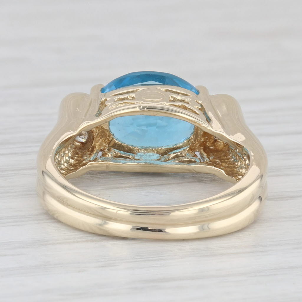 Light Gray 3.29ctw Oval Blue Topaz Diamond Ring 14k Yellow Gold Size 5.75