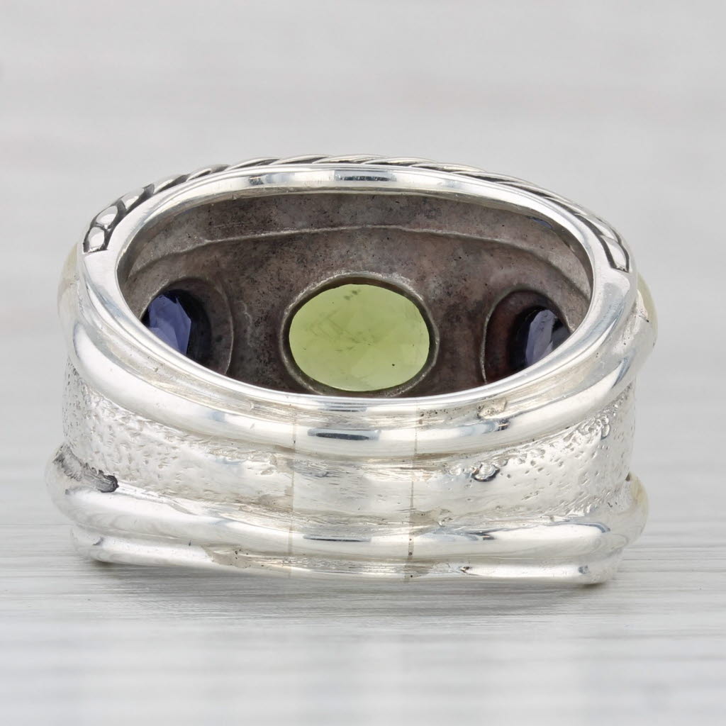 Light Gray David Yurman Renaissance Peridot Iolite Ring Sterling Silver 14k Gold Cocktail