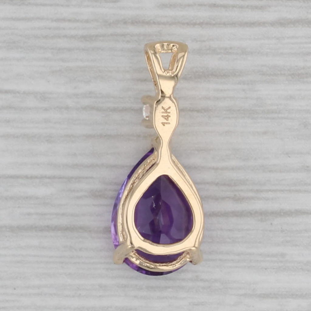 Gray 1.75ctw Amethyst Teardrop Diamond Pendant 14k Yellow Gold