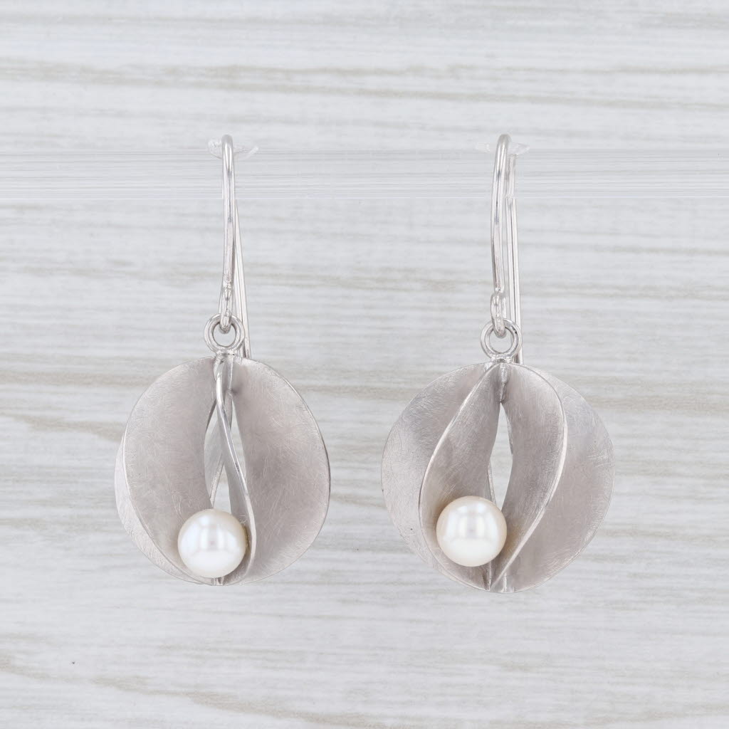 New Bastian Inverun Pearl Drop Earrings Sterling Silver Hook Pierced