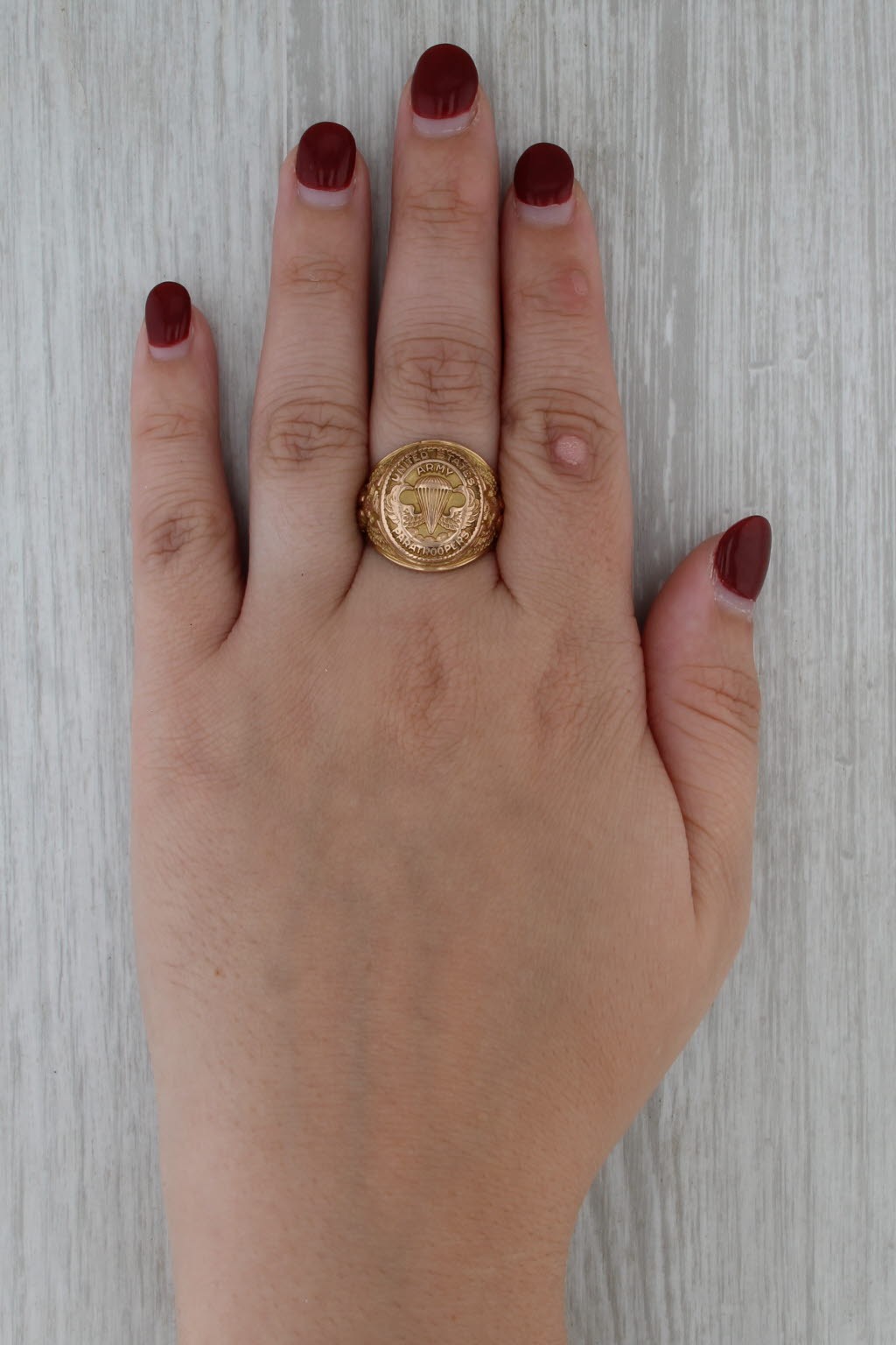 Vintage Army US Paratroopers Signet Ring 10k Yellow Gold Size 8.5