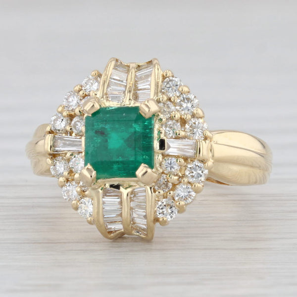 2.16ctw Emerald Diamond Halo Ring 18k Yellow Gold Size 8 Cocktail