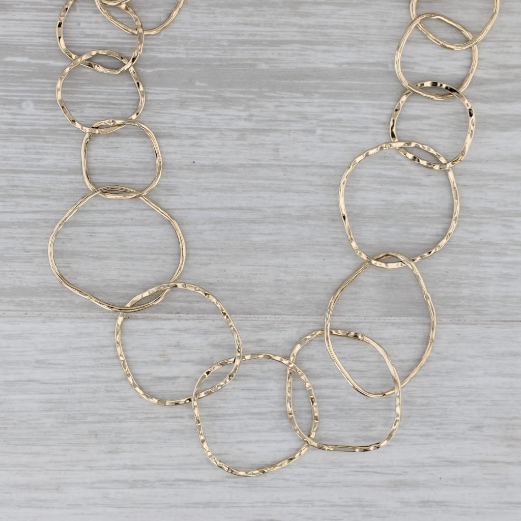 Gray 20" Linked Circle Necklace 14k Yellow Gold Statement