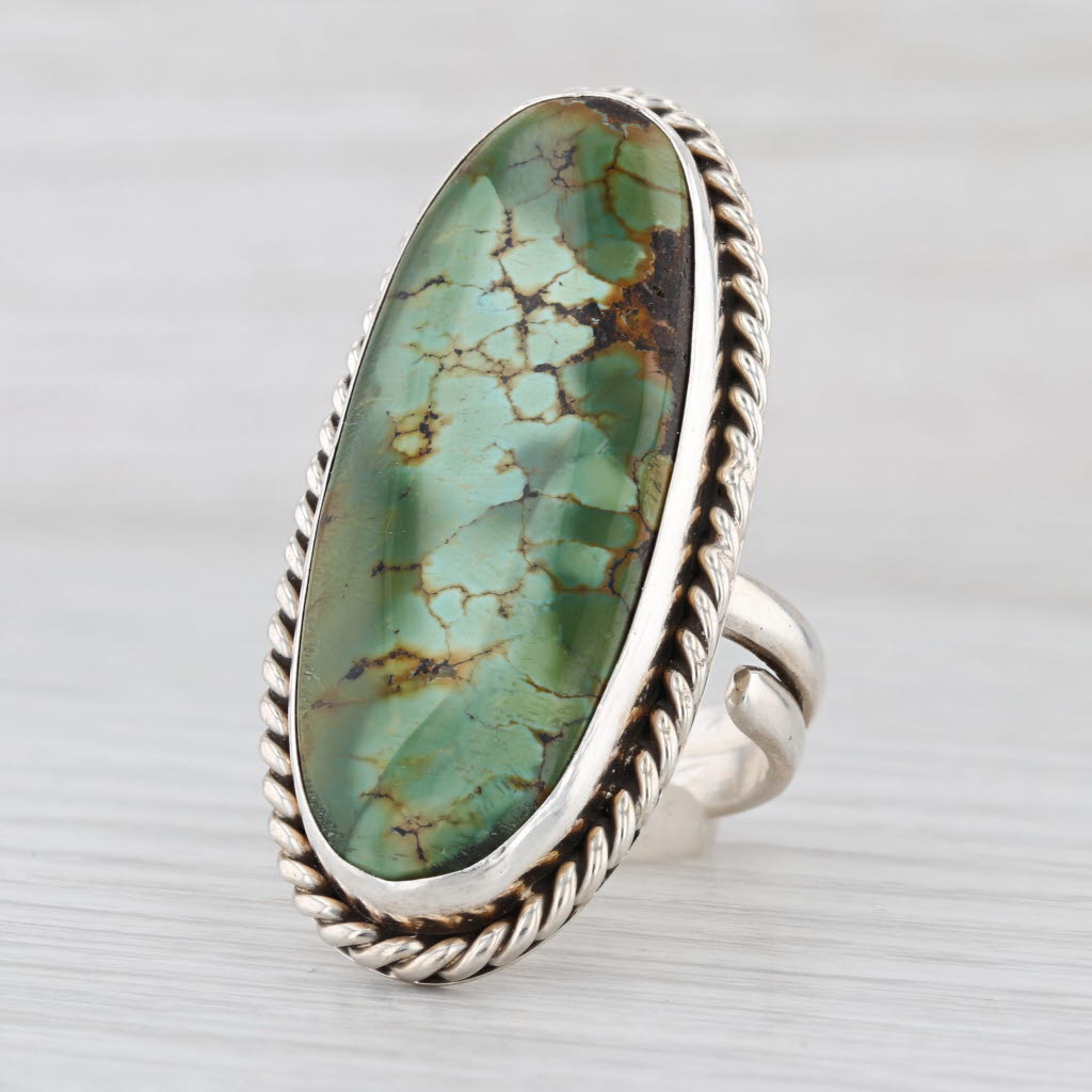 Vintage Peter Johnson Navajo Ring Sterling Silver Turquoise Native American