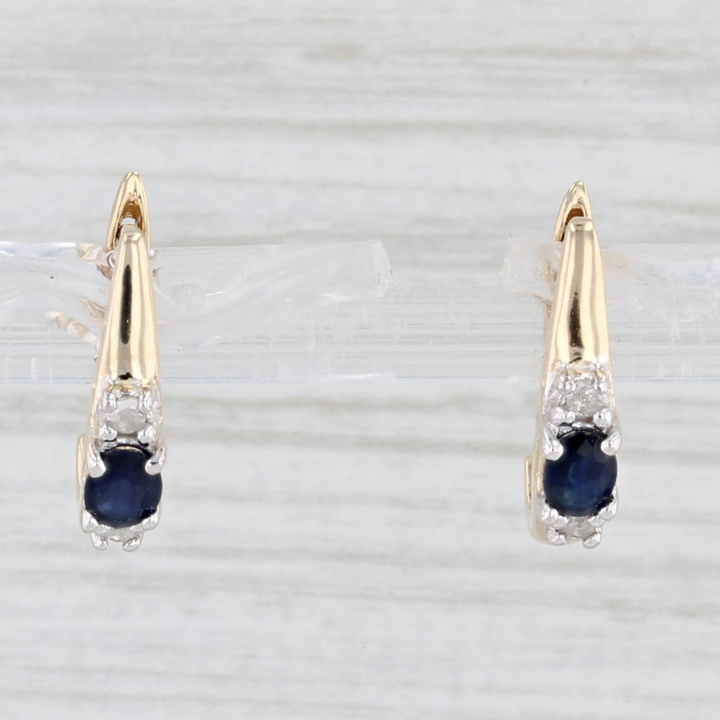 Light Gray 0.56ctw Sapphire Diamond Drop Earrings 10k Yellow Gold Lever Back Drops