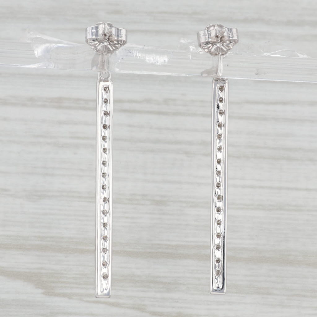 Light Gray 0.75ctw Moissanite Journey Earrings 14k White Gold Pierced Dangles