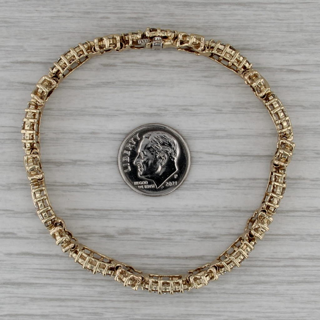 5.90ctw Diamond Tennis Bracelet 14k Yellow Gold 7" 9.8mm