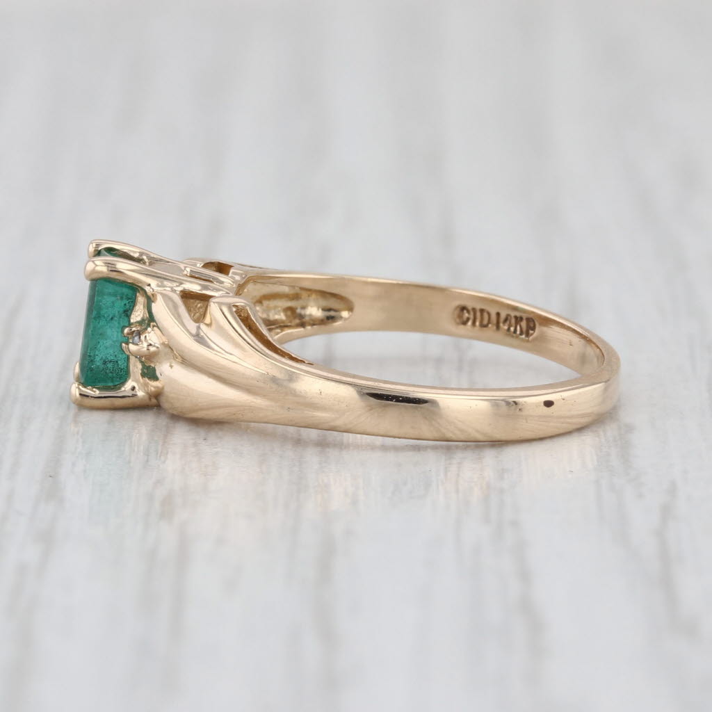 0.51ctw Emerald Cut Emerald Diamond Ring 14k Yellow Gold Size 5.5