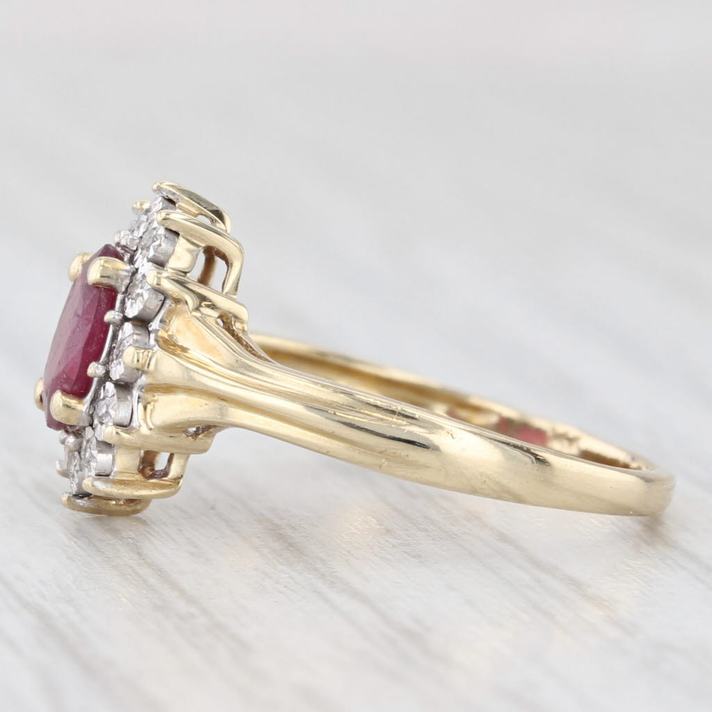 Light Gray 1.16ctw Ruby Diamond Halo Ring 14k Yellow Gold Size 7