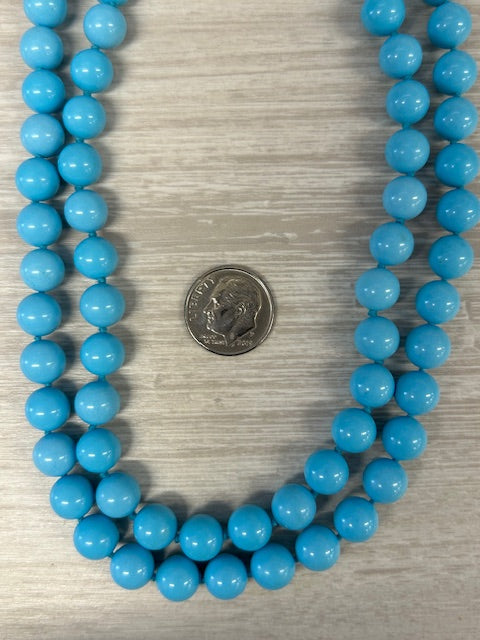 Dark Gray Ross Simons 1.90ctw Diamond Lab Created Turquoise Bead Necklace 18k Gold w/ Box