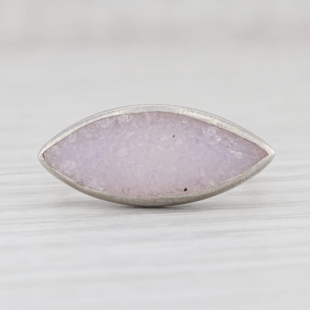 New Nina Wynn White Druzy Quartz Sterling Silver Statement Ring Size 7.25