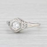 Light Gray Art Deco 0.15ct VS2 Diamond Engagement Ring 18k Gold Sz 6 Old Euro Cut Solitaire