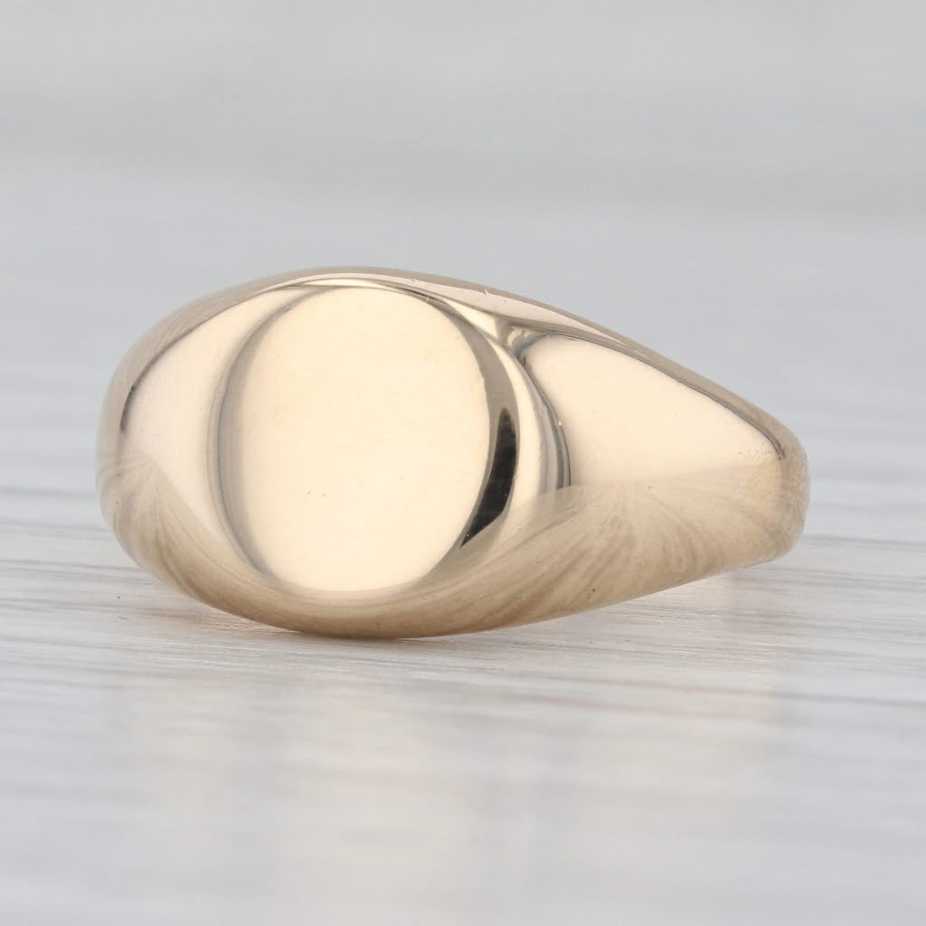 Vintage Engravable Oval Signet Ring 14k Yellow Gold Size 7.5