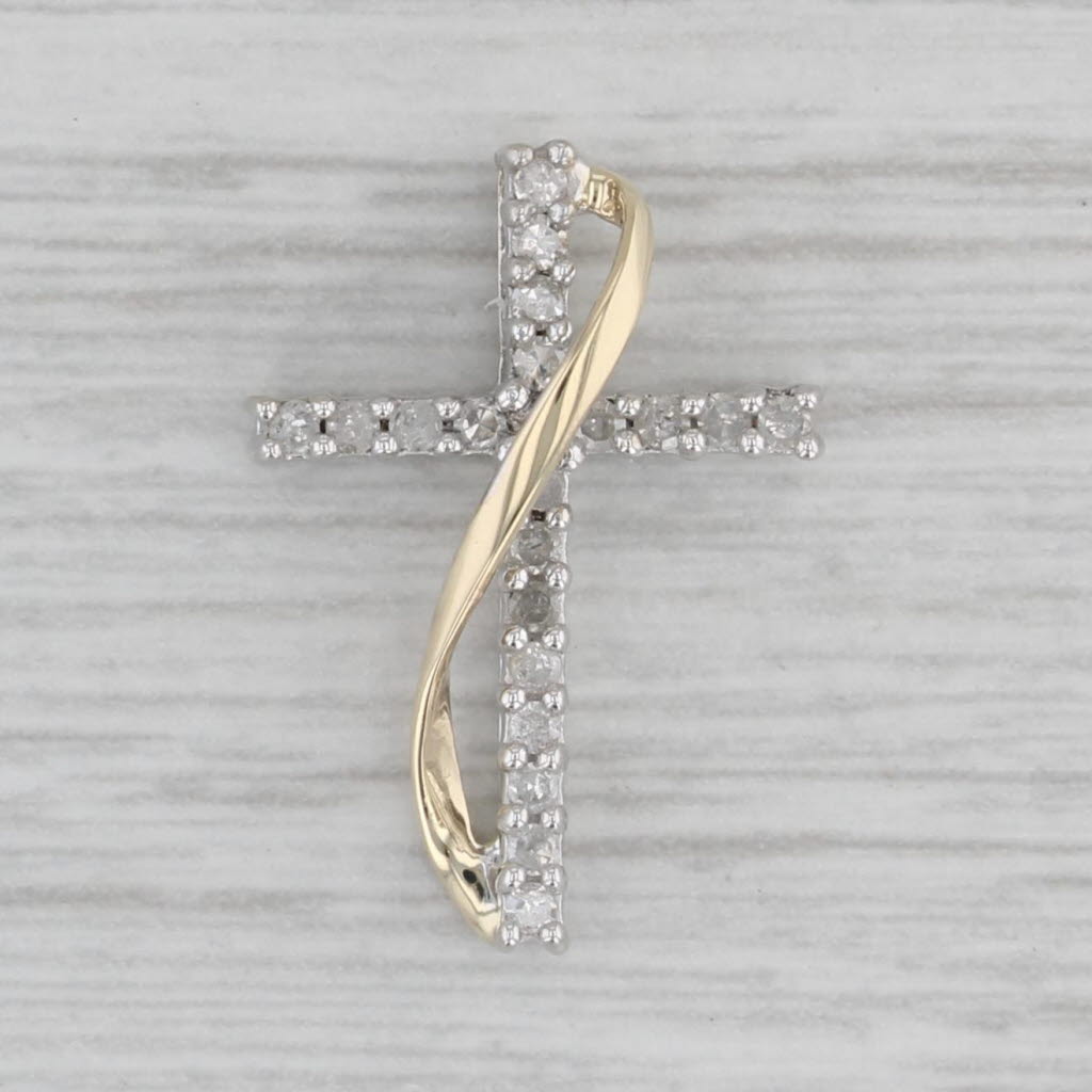 Gray 0.18ctw Diamond Cross Pendant 10k White Yellow Gold Religious Jewelry