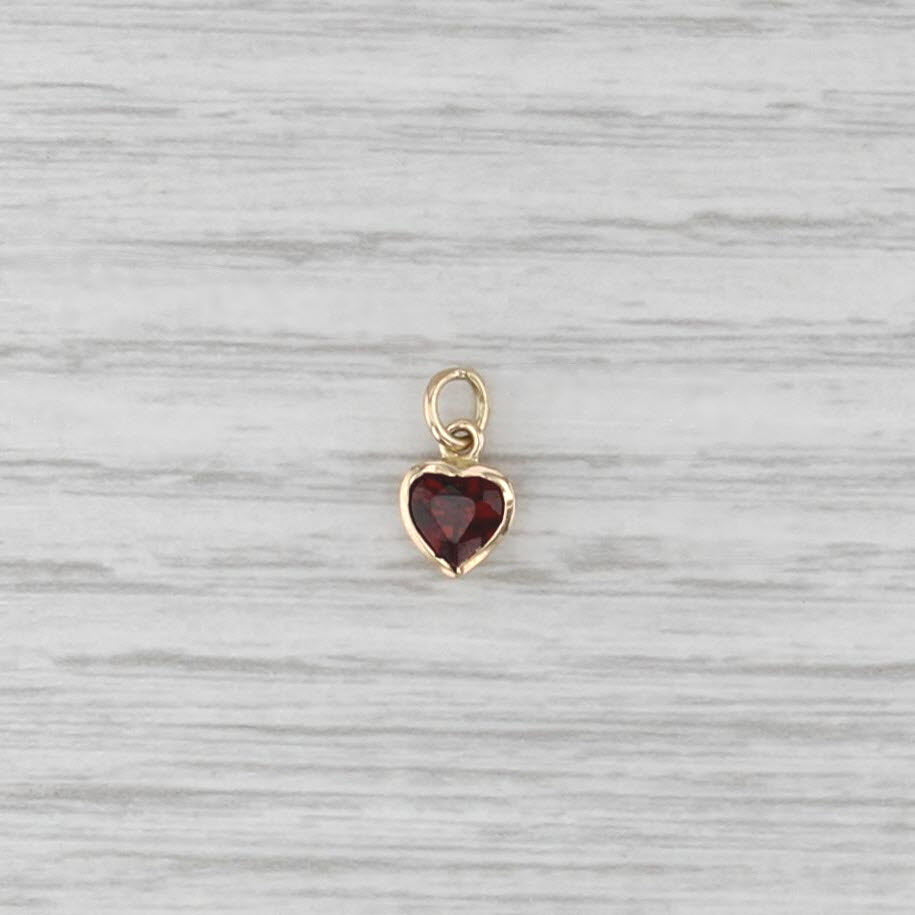 0.68ct Garnet Small Heart Charm 10k Yellow Gold January Birthstone Pendant