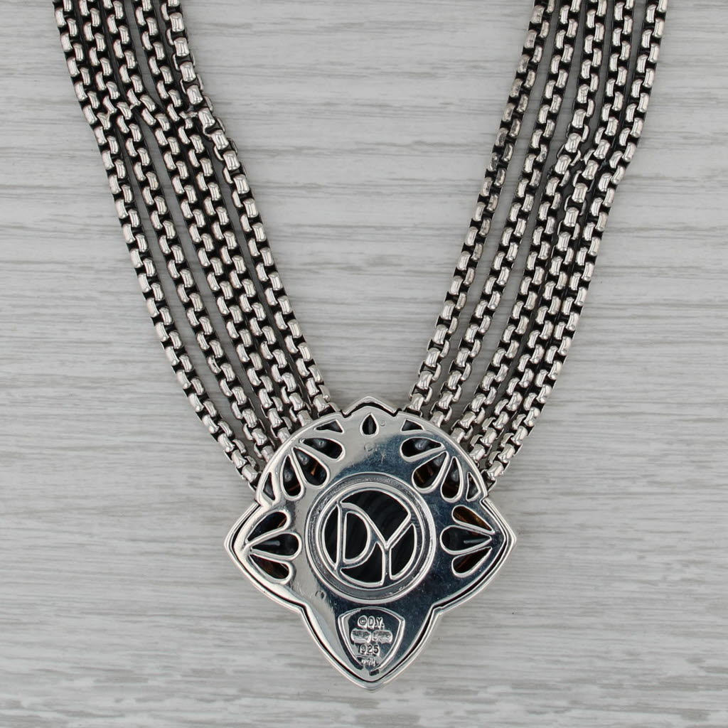 David Yurman Multi-Strand Clover Necklace Sterling Silver 18k Gold 15-17"