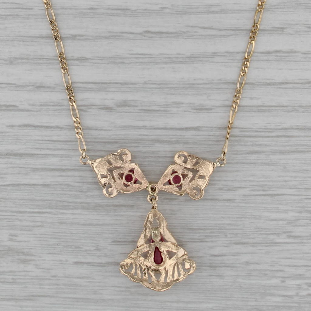 1.34ctw Pink Tourmaline Lavalier Necklace 14k Yellow Gold 20" Figaro Chain