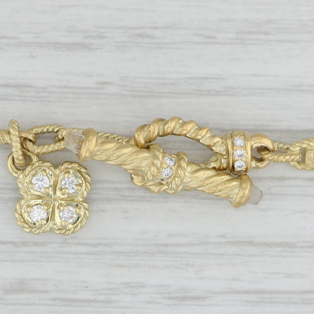Judith Ripka 0.25ctw Diamond Flower Bar Link Necklace 18k Yellow Gold 15.5"